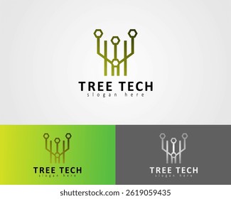 tree tech vector logo design icon concept for company