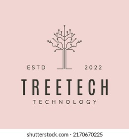 tree technology line art logo vector symbol illustration design