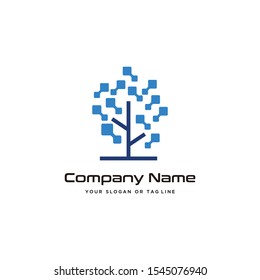 tree technology logo design modern vector  