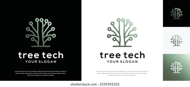 Tree technology logo design. Technology tree logo template. Technology logo symbol icon