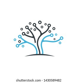 tree technology logo design vector, branch, connect, data, digital