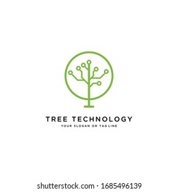 tree technology logo design vector template