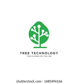 tree technology logo design vector template