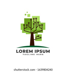 Tree Technology Logo Vector Icon Illustration