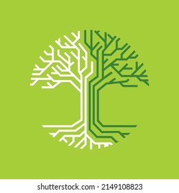 Tree Technology or Tree Science Logo Template Design Vector