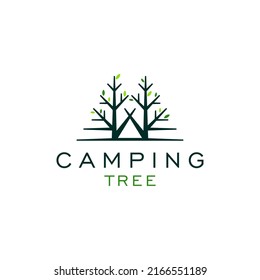 tree and tent camping logo