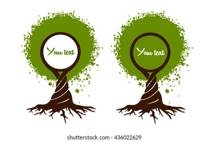 Tree for text vector color blooming green background vector illustration