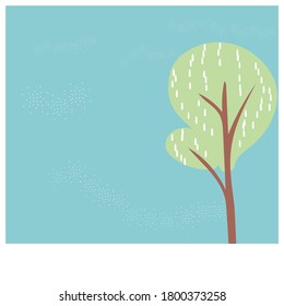 Tree with texture isolated on blue background , vector illustration for graphic design, website or banner ,concept, relaxing color and atmosphere