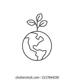 a tree that grows on the earth icon line style icon, style isolated on white background