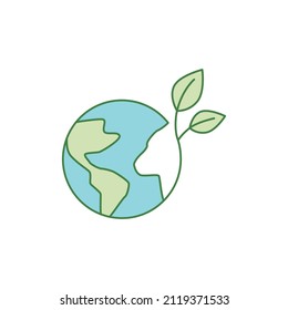 a tree that grows on the earth icon in color icon, isolated on white background 