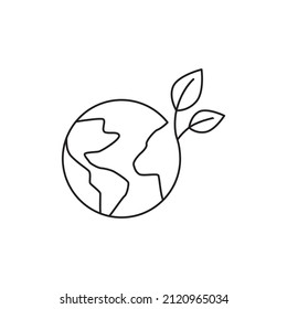 un árbol que crece en el icono de estilo de línea de icono de tierra, estilo aislado en fondo blanco