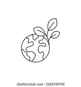 a tree that grows on the earth icon line style icon, style isolated on white background