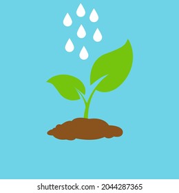 The tree that grows from seed is a big tree with green color and the seedlings grow into a big tree. Vector illustration