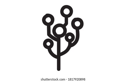 Tree with thin branches and small dots foliage vector icon.