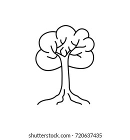 Tree thin line art icon. Line style, vector illustration