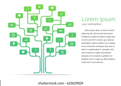 tree of thinking and mind vector illustration