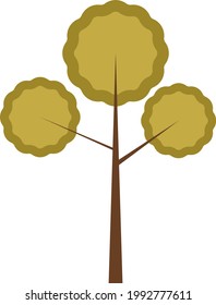 Tree with three branches, illustration, on a white background.