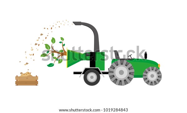 Tree Through Wood Chipping Machine Chipper Stock Vector Royalty Free 1019284843