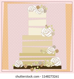 tree tiered rustic wedding cake with roses