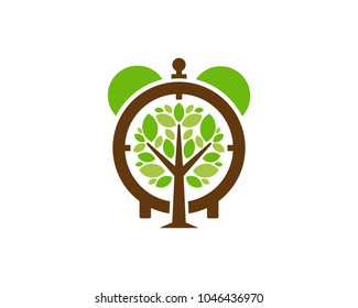 Tree Time Icon Logo Design Element