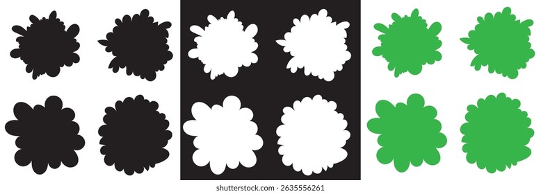 Tree top icon collection. diverse foliage patterns, ideal for architectural plans, landscape designs. Vector for websites, mobile interfaces, presentations, banner, visual branding etc. EPS 10