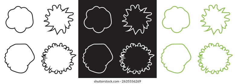Tree top icon collection. diverse foliage patterns, ideal for architectural plans, landscape designs. Vector for websites, mobile interfaces, presentations, banner, visual branding etc. EPS 10
