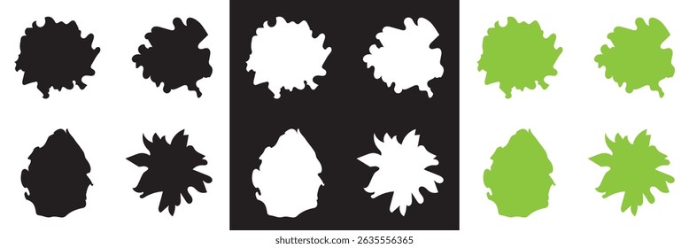 Tree top icon collection. diverse foliage patterns, ideal for architectural plans, landscape designs. Vector for websites, mobile interfaces, presentations, banner, visual branding etc. EPS 10