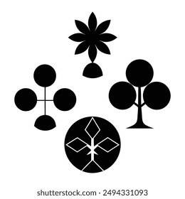 Tree Top Set Symbols Vector Illustration.