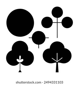 Tree Top Set Symbols Vector Illustration.