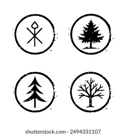 Ilustración vectorial Conjunto de símbolos superior de árbol.