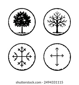 Tree Top Set Symbols Vector Illustration.