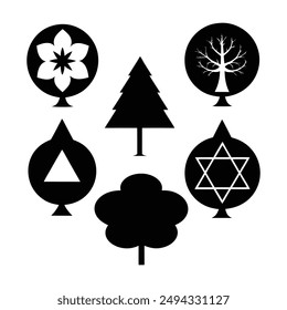 Tree Top Set Symbols Vector Illustration.