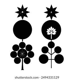Ilustración vectorial Conjunto de símbolos superior de árbol.