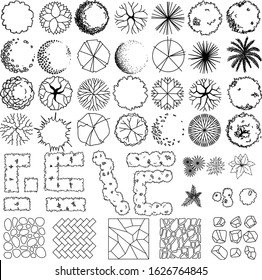 a set of treetop symbols stock vector illustration of park - 31752106 on landscape architecture drawing symbols
