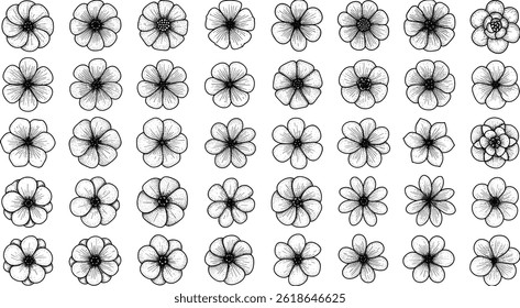 Tree top view line illustrations, perfect treetop for architectural plans,