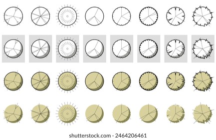 tree top view plant landscape architecture nature garden aerial vector. trees branch isolate collection illustration environment green botany urban bush park. tree architecture conifer decorative.