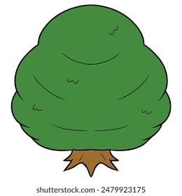 tree top-down view illustration hand drawn isoalted vector