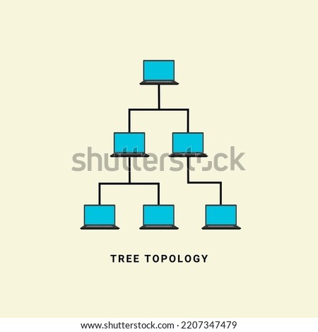 Tree topology network vector illustration, in computer network technology concept