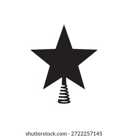 Tree topper star silhouette vector flat illustration design on white background