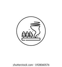 tree with a tornado outline style icon in circle