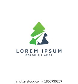 diseño del logotipo de espacio negativo de árbol y viaje