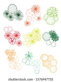 Tree and treetop symbols, vector set for architectural or landscape design