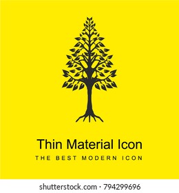 Tree triangular shape with roots bright yellow material minimal icon or logo design