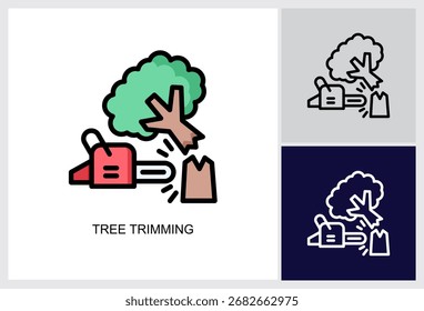 ícone Corte de Árvore Ilustração de vetor de vários estilos