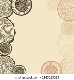 Tree trunk background. Wooden border, vector frame.