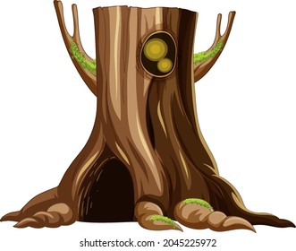 Tree trunk with big hollow illustration