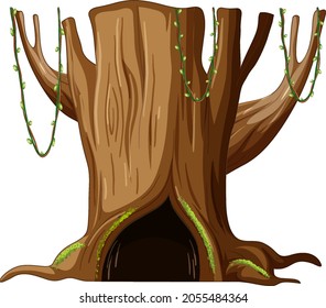 Tree trunk with big hollow illustration