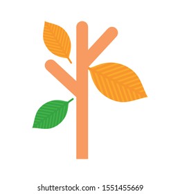 tree trunk branches leaves bush autumn vector illustration