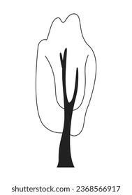 Tree trunk and branches monochrome flat vector object. Woody plant. Editable black and white thin line icon. Simple cartoon clip art spot illustration for web graphic design