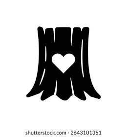 Tree Trunk with Carved Heart Symbol in Bark